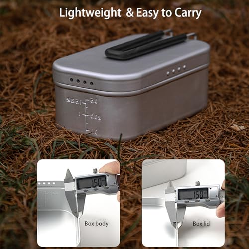camping moon Campingmoon Camping Mess Tins Camp Mess Kit Pressure Relief Aluminum Canteen Lunch Box with Folding Handle(650ml) for Hiking Outdoor Survival - Image 4