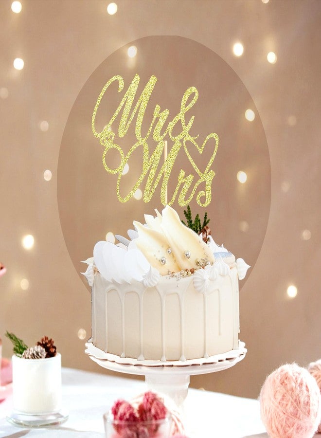 Sotpot 1PC MR & Mrs Cake Topper, Gold Glitter Wedding Cake Decorations for Engagement, Anniversary, Bridal Shower, Romantic Celebration Supplies - Image 4