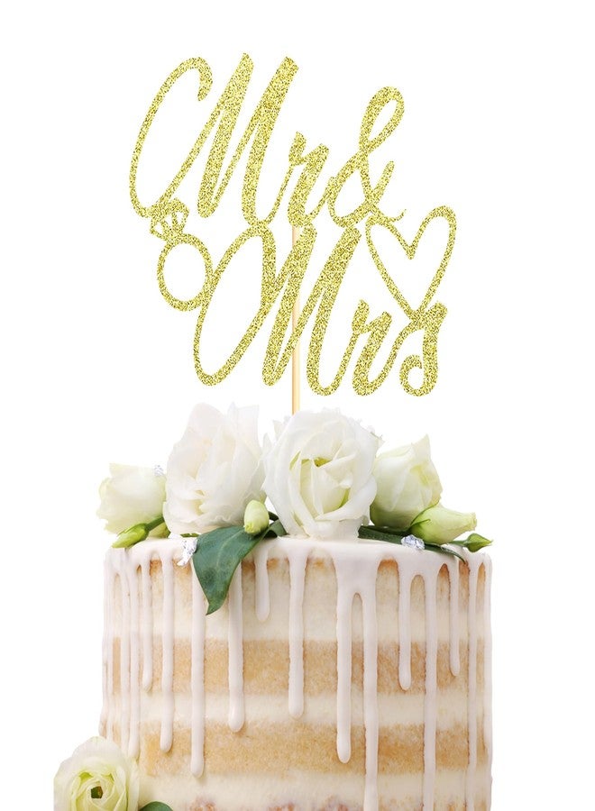 Sotpot 1PC MR & Mrs Cake Topper, Gold Glitter Wedding Cake Decorations for Engagement, Anniversary, Bridal Shower, Romantic Celebration Supplies - Image 1