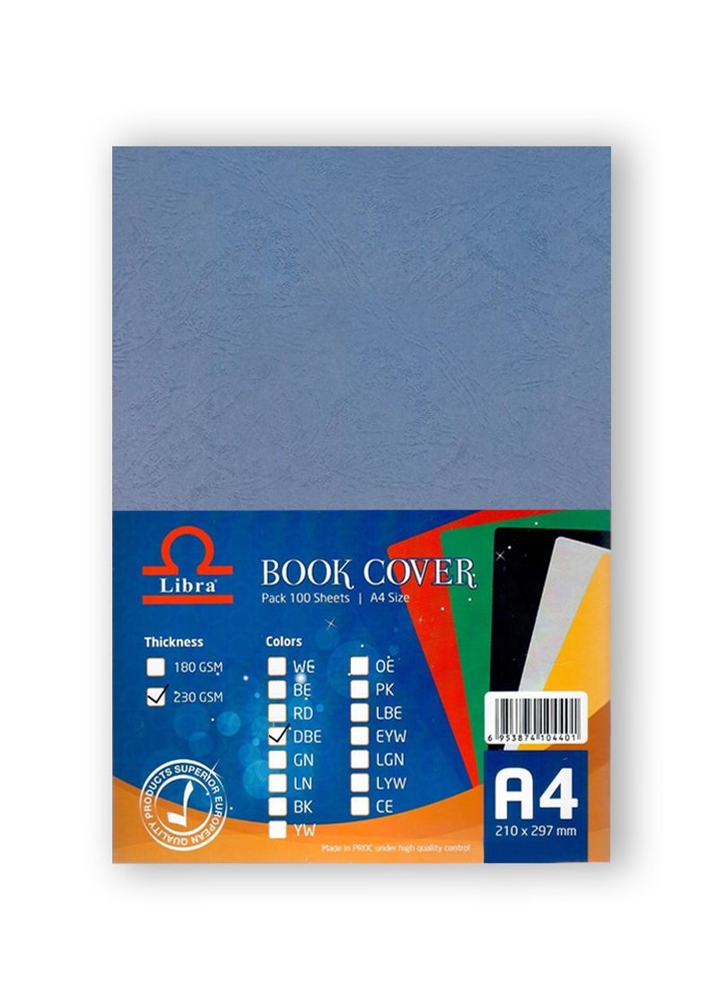 Libra غلاف كتاب من الجلد المنقوش مقاس A4 230 جرامًا أزرق داكن 100 ورقة - Image 1