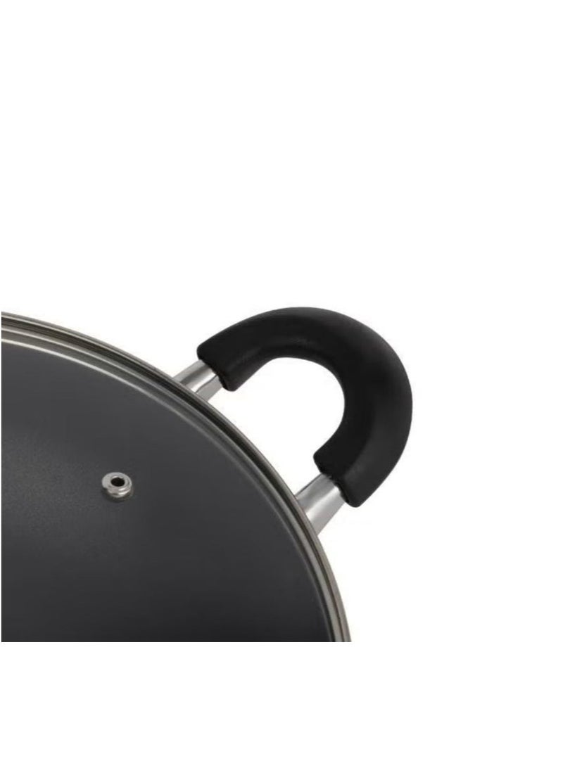 AKDC ROYALFORD Wok Pan with Glass Lid 22cm x 7cm, 3 Layer Non-Stick Coating - Image 3