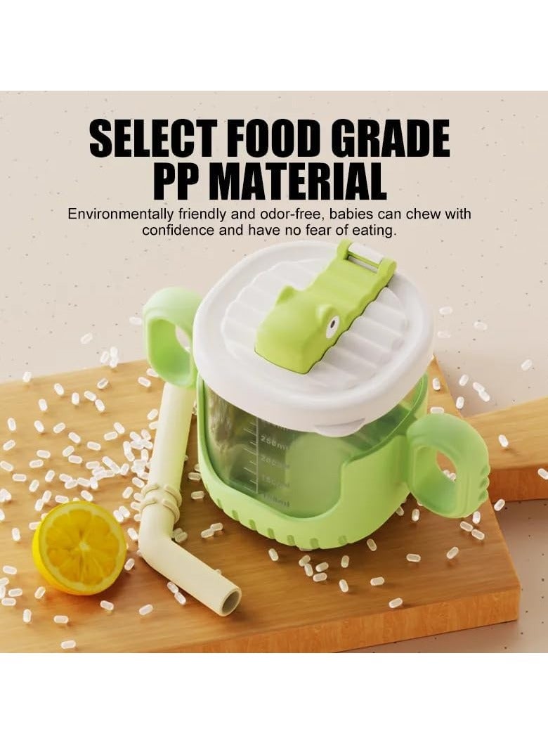 Gonice Straw Cup, Microwave Heatable with Scale, 300ML Training Toddler Water Cup, Straw Cup with Straw and Handle, with Spill-Proof Silicone Drinking Hole, Leak-proof and BPA-Free (Green) - Image 4