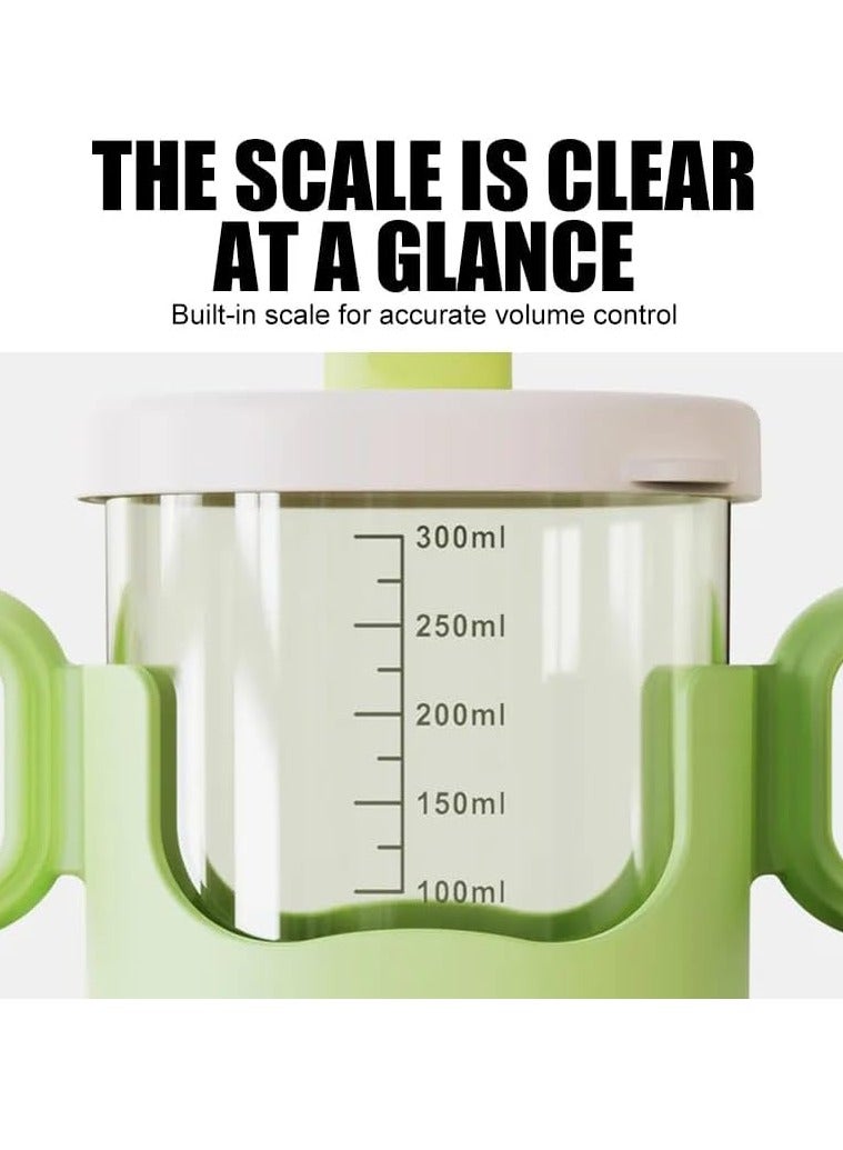 Gonice Straw Cup, Microwave Heatable with Scale, 300ML Training Toddler Water Cup, Straw Cup with Straw and Handle, with Spill-Proof Silicone Drinking Hole, Leak-proof and BPA-Free (Green) - Image 5