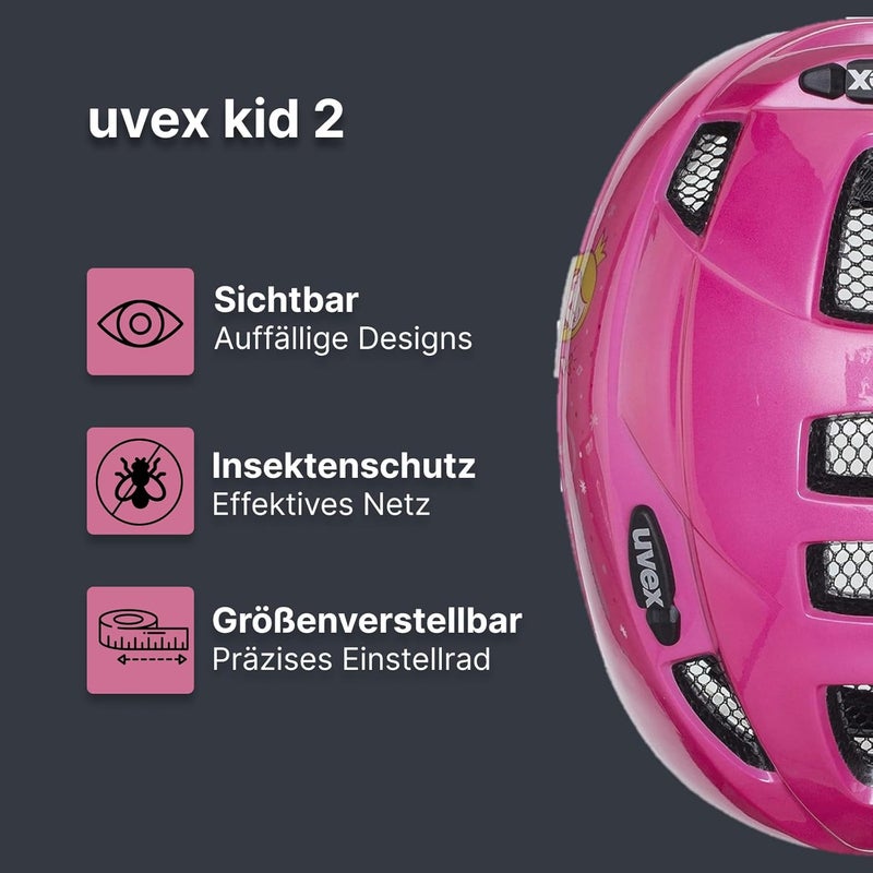 Uvex Kid 2 Lightweight Pink Bike Helmet for Children - Size 46-52 cm - Image 2