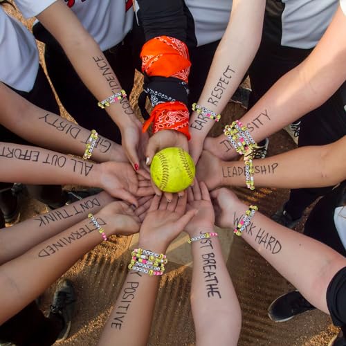 yesaior 48pcs Softball Bracelets 2026 Senior Sports Charm Player Gifts Beaded Ball Adjustable Clay Bracelets Jewelry Sports Gifts Supplies for Teen Adults (Softball) - Image 4