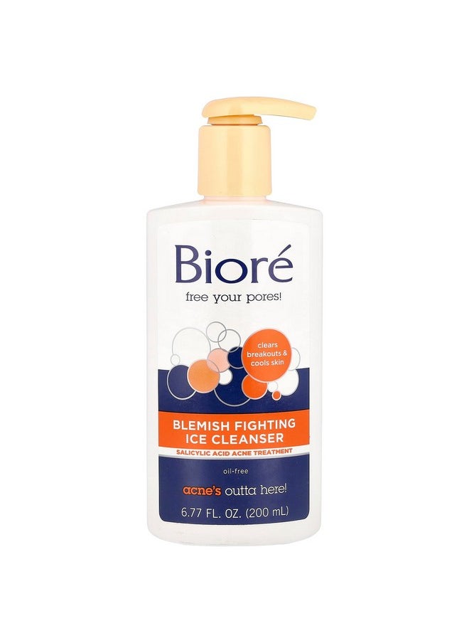 Biore Blemish Fighting Ice Cleanser, Salicylic Acid, Clears And Helps Prevent Acne Breakouts, Cools & Refreshes Skin, Oil Free, 6.77 Ounce  - Image 1