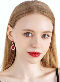 EVEVIC Austrian Crystal Halo Teardrop Hollow Drop Dangle Earrings for Women 14K Rose Gold Plated Hypoallergenic Jewelry  - Image 5