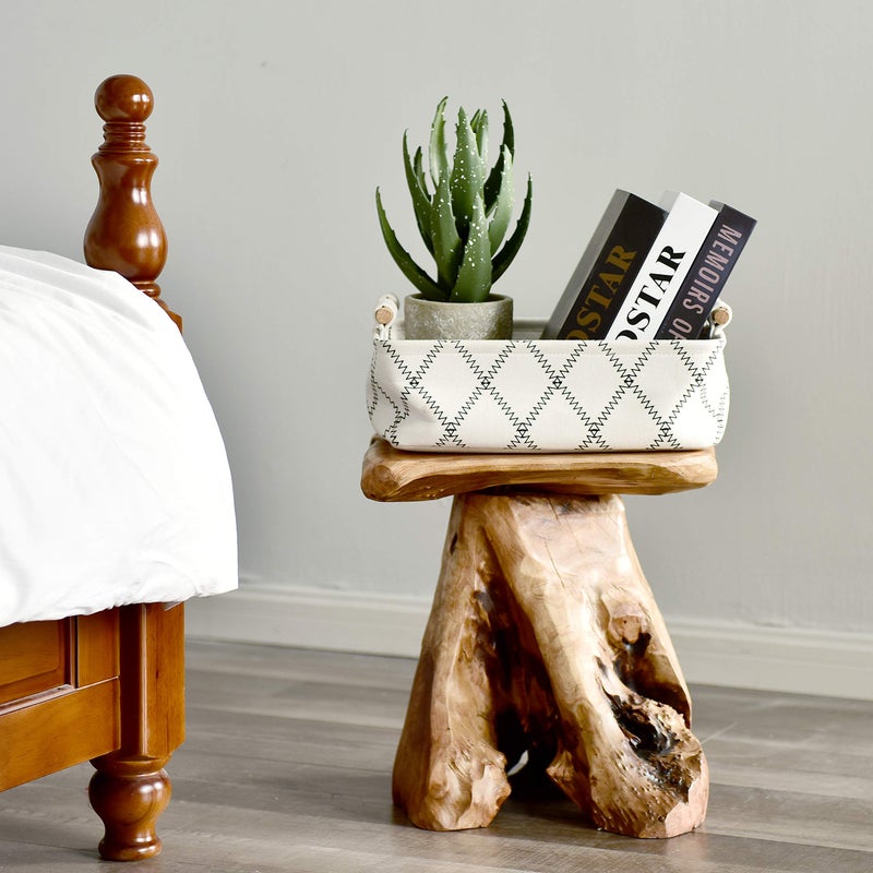 WELLAND Natural Cedar Stump Stool, 14" End Table, Live Edge Side Table, Plant Stand, Small Nightstand, Mushroom Stool for Living Room, Bedroom, Patio, Garden - Image 3