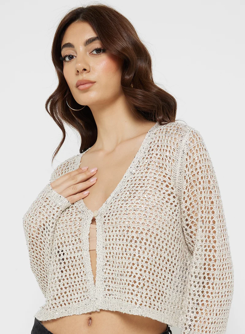 VERO MODA Glitter V-Neck Cardigan