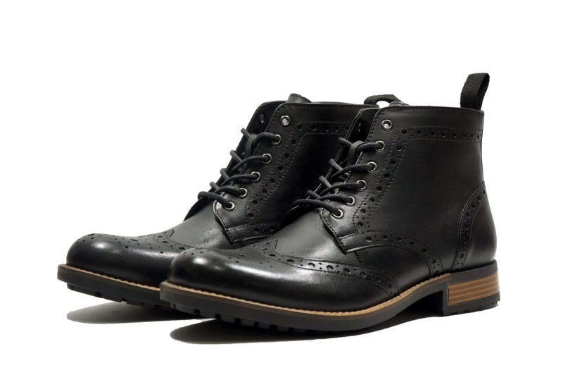Hx London Men formal And Semi Casual Lace-Up Brogue Leather Boots Black Color, 7 Uk - Image 2
