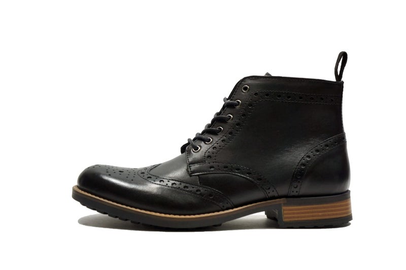 Hx London Men formal And Semi Casual Lace-Up Brogue Leather Boots Black Color, 7 Uk - Image 4