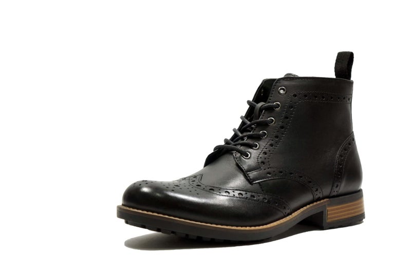 Hx London Men formal And Semi Casual Lace-Up Brogue Leather Boots Black Color, 7 Uk - Image 3