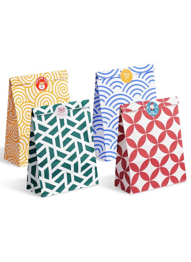 Parmedu Assorted Color Paper Bag Set 48Pcs Gift Bags In Optimal Size 6.7 * 3.2 * 9.4 Inches With 48 Stickers Food Grade Takeout Bags For Christmas Festivals Birthdays Parties Weddings Etc.  - Image 1