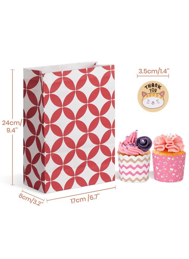 Parmedu Assorted Color Paper Bag Set 48Pcs Gift Bags In Optimal Size 6.7 * 3.2 * 9.4 Inches With 48 Stickers Food Grade Takeout Bags For Christmas Festivals Birthdays Parties Weddings Etc.  - Image 2