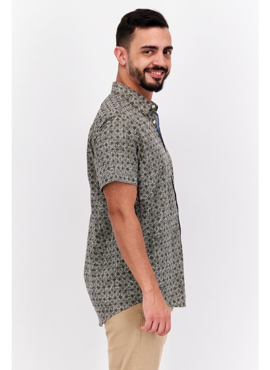 Pepe Jeans - Men Slim Fit Allover Print Casual Shirt, Grey - Image 1