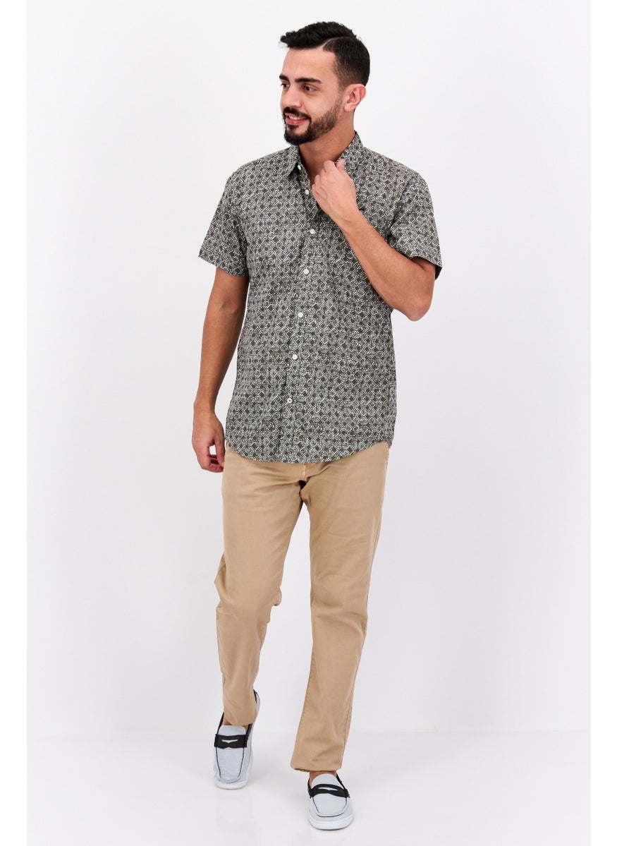 Pepe Jeans - Men Slim Fit Allover Print Casual Shirt, Grey - Image 1