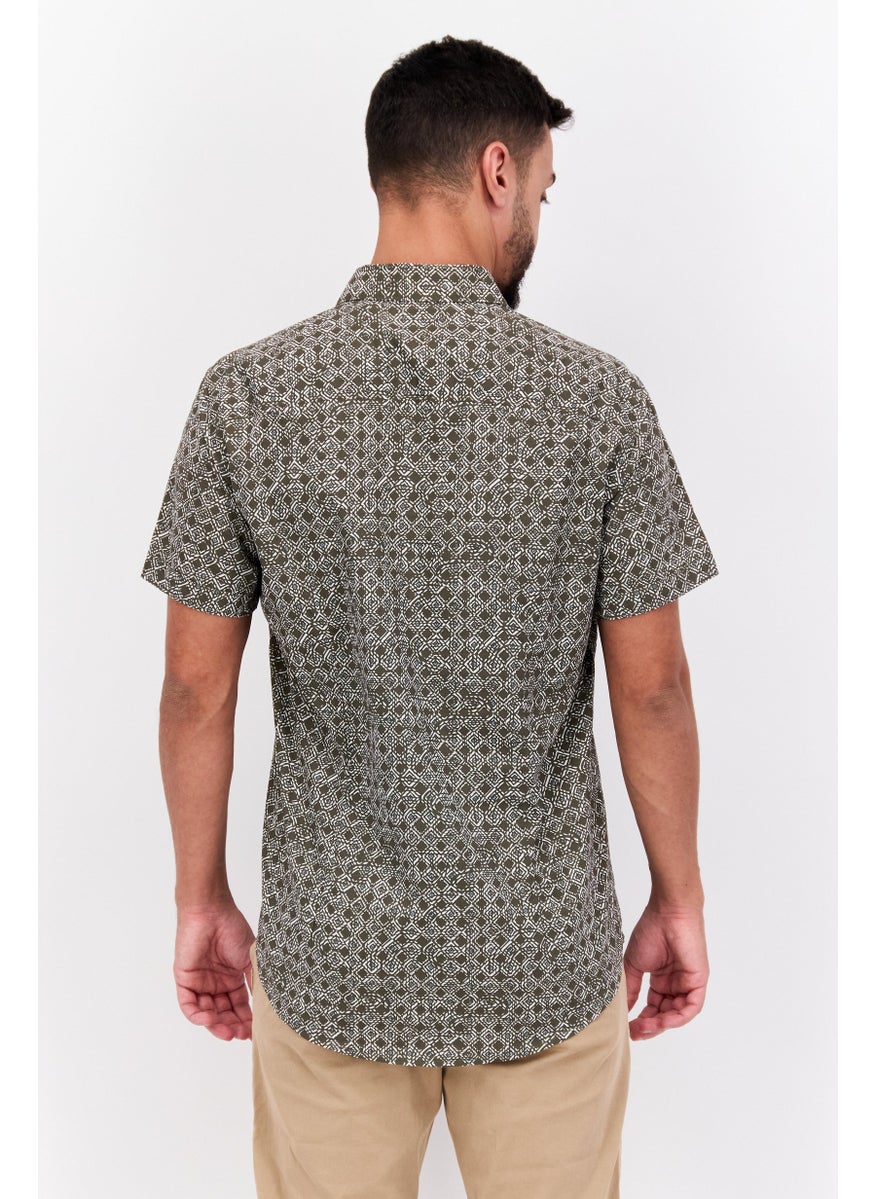 Pepe Jeans - Men Slim Fit Allover Print Casual Shirt, Grey - Image 1