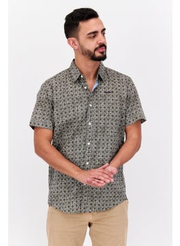Men Slim Fit Allover Print Casual Shirt, Grey