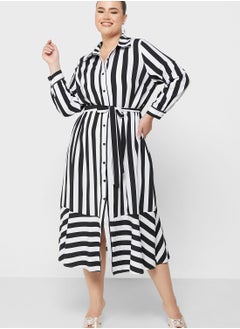 Ella Plus Striped Belted Shirt Dress  - Image 1