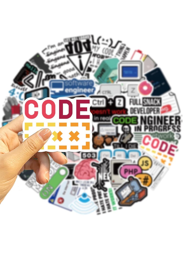 50Pcs Programming Stickers Pack, Cute Waterproof Vinyl Stickers, for Programmers/Engineers, Laptop Water Bottle Skateboard Luggage Decoration - Image 2