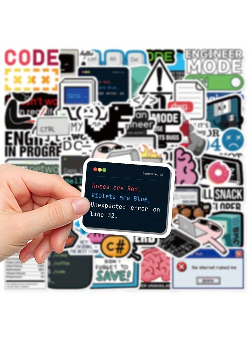 50Pcs Programming Stickers Pack, Cute Waterproof Vinyl Stickers, for Programmers/Engineers, Laptop Water Bottle Skateboard Luggage Decoration - Image 4