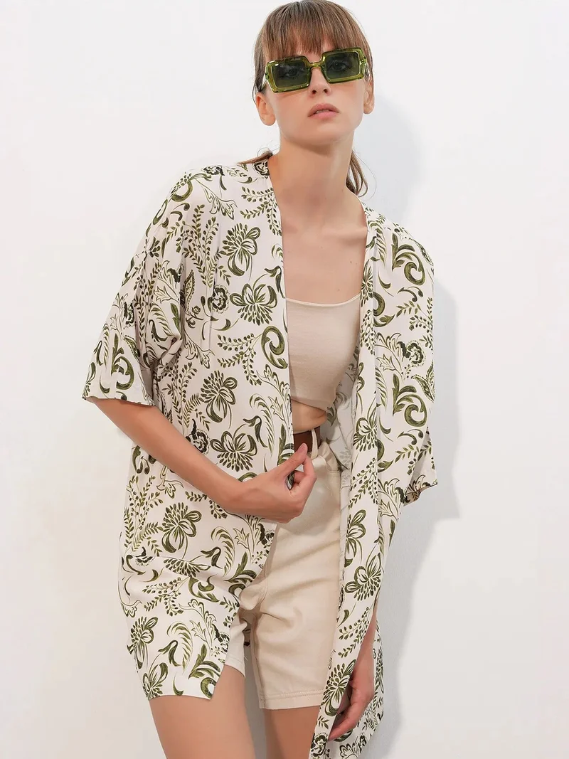 BIG DART BDART Long Printed Viscose Kimono