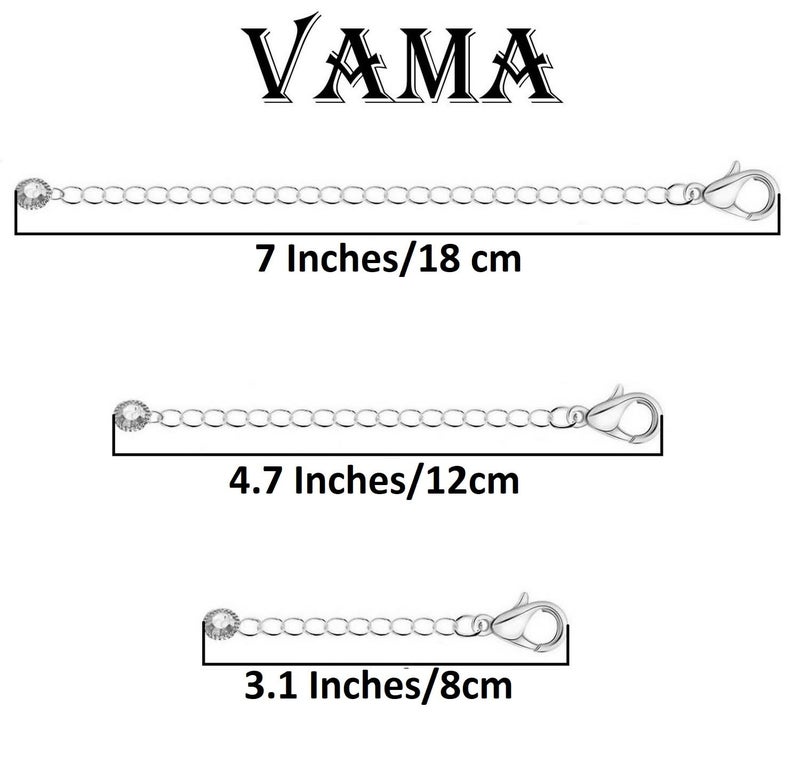 VAMA FASHIONS Adjustable Jewellery Extender Chain Necklace Bracelet Payal Anklet Waist Belly Chain Removable Extension Chains for Jewelry Making (Silver Extension Chain)For Unisex Adult - Image 3