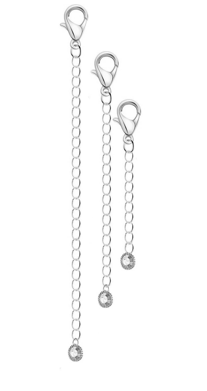 VAMA FASHIONS Adjustable Jewellery Extender Chain Necklace Bracelet Payal Anklet Waist Belly Chain Removable Extension Chains for Jewelry Making (Silver Extension Chain)For Unisex Adult - Image 1