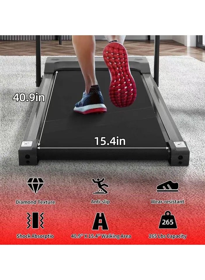 Glanfen - Home Electric Treadmill Walking Machine Remote Control Speed Maximum Speed 6KM/ h Maximum Load 100KG Without Installation Stored Under The Sofa or Bed Suitable For Office And Home Use, with armrest - Image 1