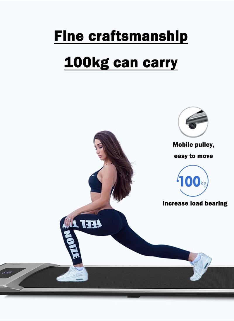 Glanfen - Home Electric Treadmill Walking Machine Remote Control Speed Maximum Speed 6KM/ h Maximum Load 100KG Without Installation Stored Under The Sofa or Bed Suitable For Office And Home Use, with armrest - Image 1
