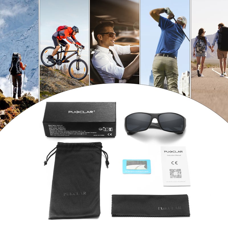 بوكيلار نظارات شمسية PUKCLAR للرجال والنساء مع عدسة مقطبة للاستخدام في الرياضة والجري وركوب الدراجات والصيد والقيادة والجولف إطار TR90 - Image 5