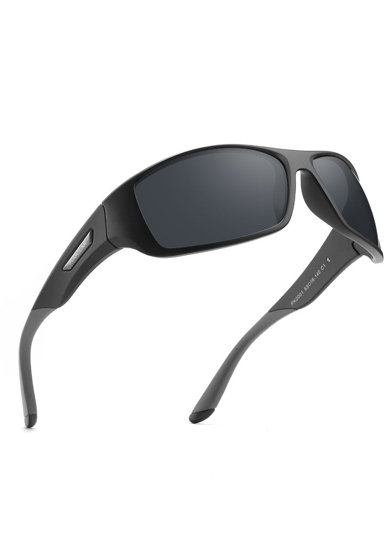 بوكيلار نظارات شمسية PUKCLAR للرجال والنساء مع عدسة مقطبة للاستخدام في الرياضة والجري وركوب الدراجات والصيد والقيادة والجولف إطار TR90 - Image 1