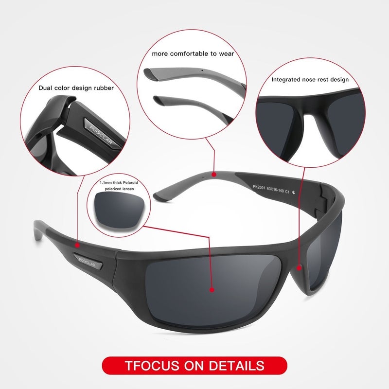 PUKCLAR Polarized Sports Sunglasses for Men and Women - Lightweight TR90 Frame, UV400 Protection, Ideal for Driving, Running, Cycling & Golf - Image 4