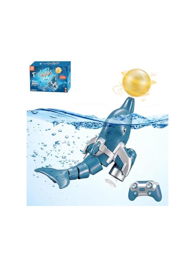 لعبة دلفين بتحكم عن بُعد، دولفين RC بمحاكاة عالية بتردد 2.4GHz، هدية رائعة، ألعاب مائية بقارب RC مع كرة دلفين دوارة، مناسبة للبحيرات والأنهار وحمامات السباحة، للأولاد والبنات - Image 1
