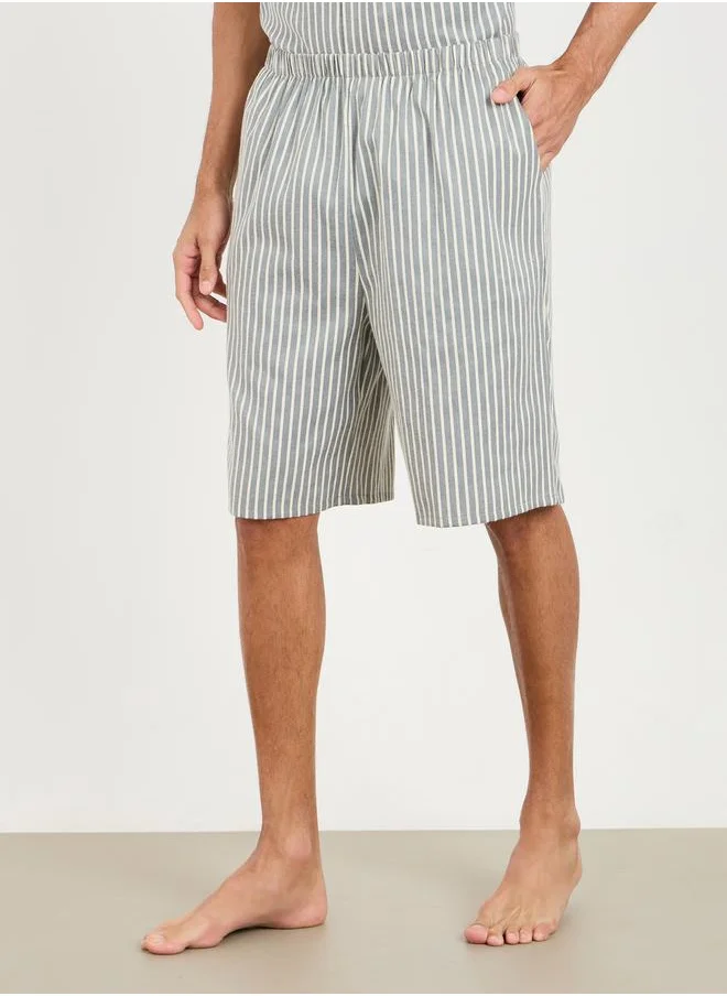 ستايلي Striped Collar Shirt and Short Set