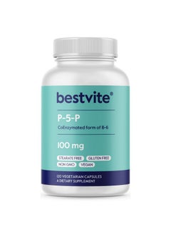 BESTVITE BESTVITE P-5-P 100mg (120 Vegetarian Capsules) (CoEnzymated Form of B-6) - No Stearates - Vegan - Non GMO - Gluten Free - No Silicon Dioxide - No Gelatin  - Image 1
