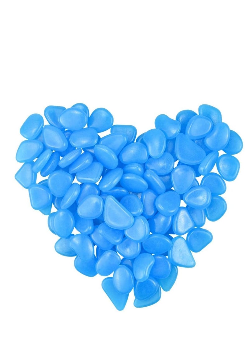 Captaintech Glowing Pebbles, Glow in the Dark Stones Rocks Luminous Cobblestones for Garden Walkways Decoration, Aquarium Fish Tank Park Ornaments Backyard Driveway Decorative 100Pcs Blue - Image 1