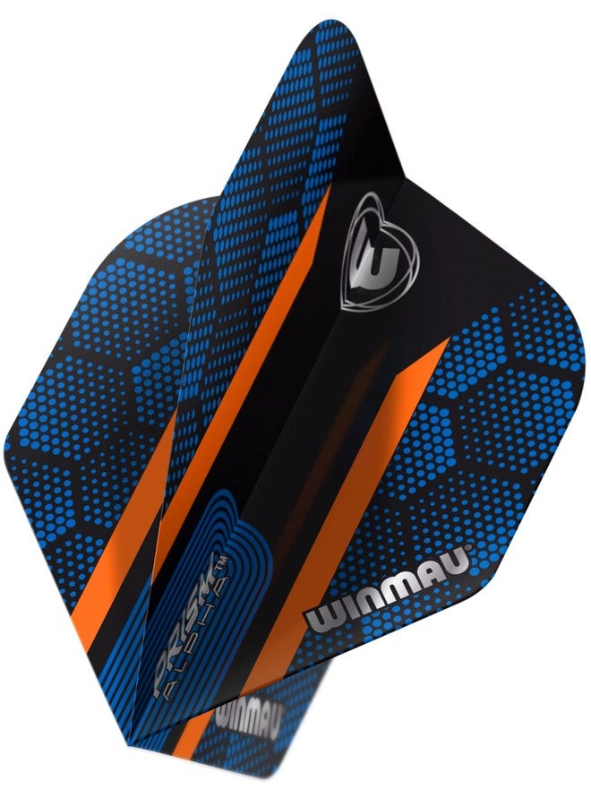 Winmau Prism Alpha Blue & Orange Hexagon Extra Thick Dart Flights - 1 Set per Pack (3 Flights in Total) - Image 1