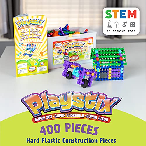 POPULAR PLAYTHINGS Playstix Super Set Construction Toy Building Blocks 400 Piece STEM Kit (90004) - Image 2
