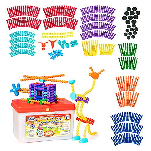 POPULAR PLAYTHINGS Playstix Super Set Construction Toy Building Blocks 400 Piece STEM Kit (90004) - Image 1