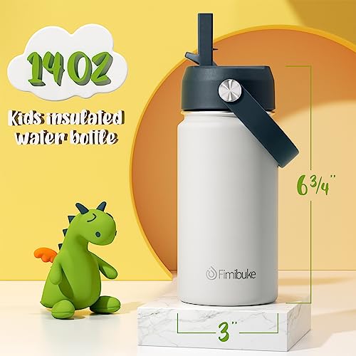 Fimibuke Kids Insulated Water Bottle, 14oz BPA FREE Double Wall Vacuum Tumbler 18/8 Stainless Steel Leak Proof Kids Cups with Straw Metal Water Bottle for School Boys Girls (2 Pack, Coastal) - Image 2