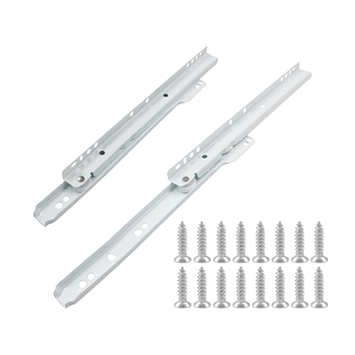 Suiwotin 1 Pair 10 Inch Drawer Slides, White Coated Steel Drawer Track, Removable Bottom Mount Drawer Rails with Smooth Sliding Nylon Wheels - Image 1