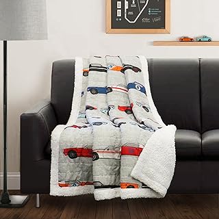 Lush Decor Lush Decor Lush DÃƒÂ©cor Race Cars Sherpa Throw Blanket, 60" x 50", Blue & Orange  - Image 1