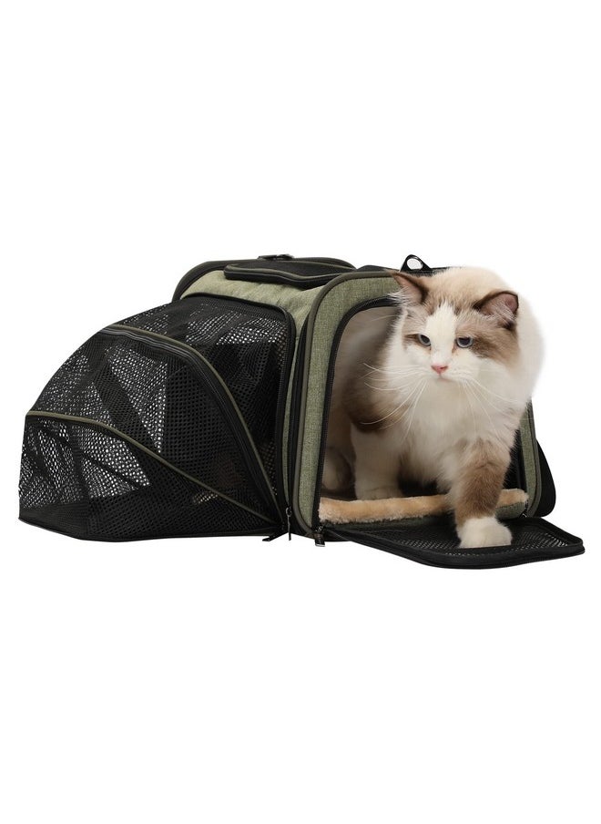 Petsfit Expandable Cat Carrier Dog Carrier,Airline Approved SoftSided Portable Pet Travel Washable Carrier For Kittens,Puppies,Removable Soft Plush Mat And Pockets,Locking Safety Zippers  - Image 2