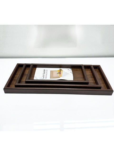 Wooden Rectangular Serving Tray Set – 3 Pieces in Various Sizes (30, 40, 50 cm) – Ideal for Serving and Everyday Use