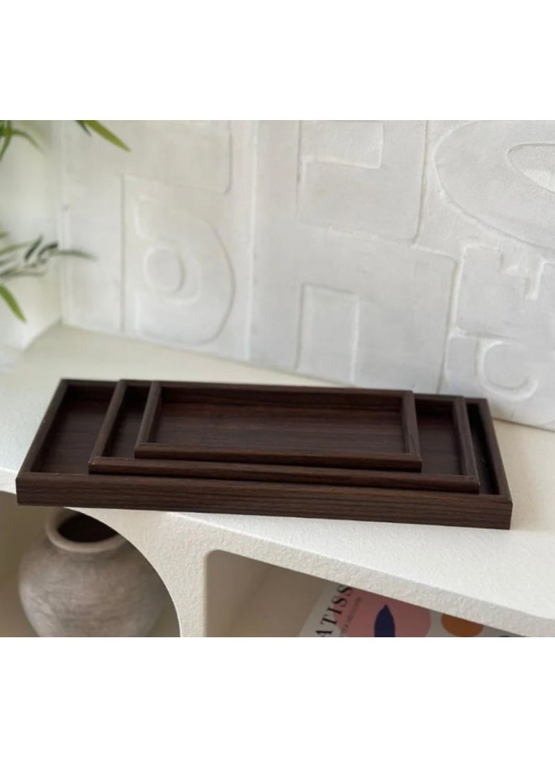 كايان طقم صواني تقديم خشبية مستطيلة – 3 قطع بأحجام مختلفة (30، 40، 50 سم) مثالية للتقديم والاستخدام اليومي - Image 2