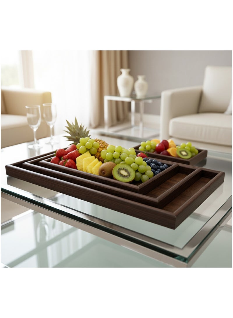 كايان طقم صواني تقديم خشبية مستطيلة – 3 قطع بأحجام مختلفة (30، 40، 50 سم) مثالية للتقديم والاستخدام اليومي - Image 4