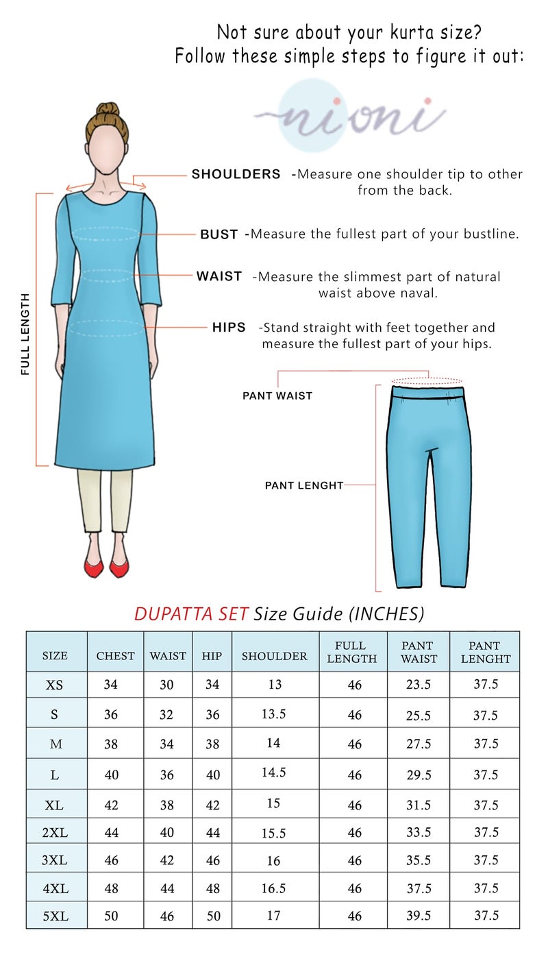 nioni Women's Chanderi Chikan Work Kurti with Pant and Printed Kota Silk Dupatta Open Mandarin Collar Kurta, Salwar Suit Set with straight pant and Printed Dupatta for Ladies/Girls (Black, M) - Image 2