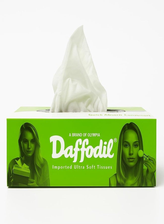 DAFFODIL 2 Ply Facial Tissue Carton (100 Pulls Per Box, 200 Sheets) | Ultra Soft, Strong & Absorbent Face Tissues | Premium Tissue Box for Home, Office, Car & Travel Use - Image 1