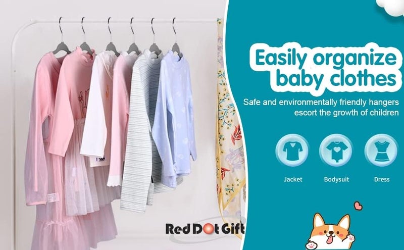 Red Dot Gift 30-Pack Grey Velvet Kids Hangers - 14 Inch Premium Children's Closet Hangers - Image 5
